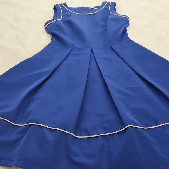 Royal Blue Fit and Flare Midi Dress for Wedding Guest - Picture 15 of 16